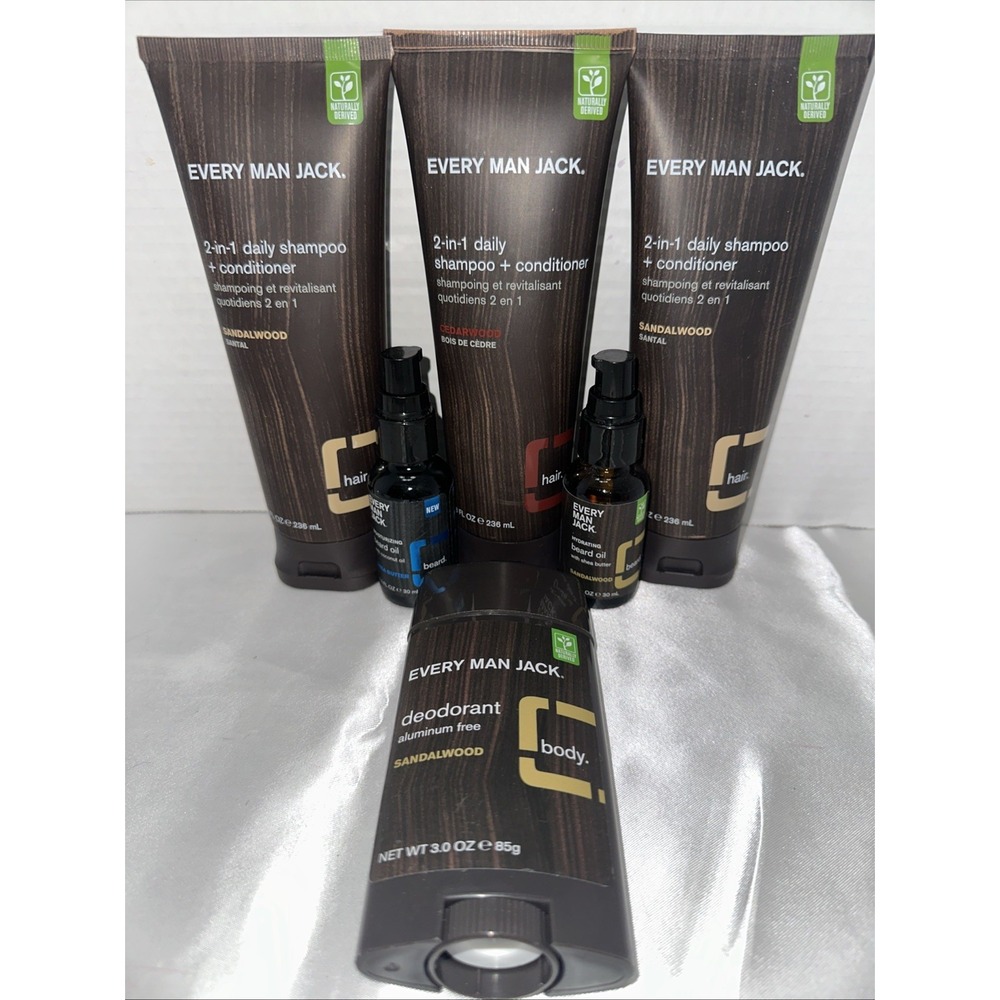 Every Man Jack Cedarwood Daily 2-in-1 Shampoo + Conditioner Shea Beard Oil 6 NEW